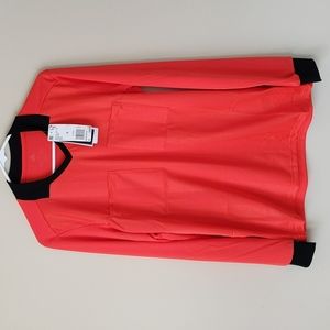 New Adidas Climalite Striped LS Jersey Small Red Orange Black